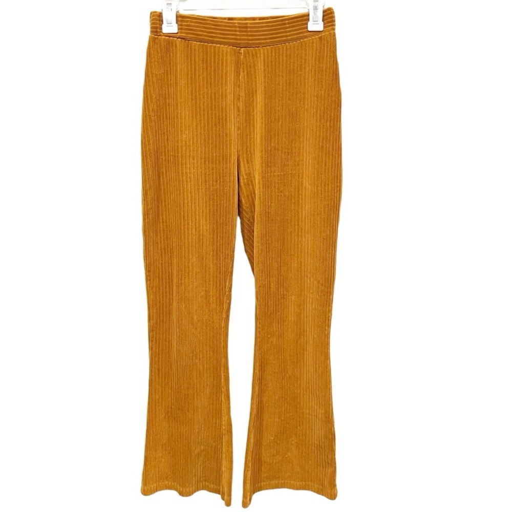Urban Outfitters Pants Women's Medium Ribbed Velvet Flare Pants Goldenrod Hippie